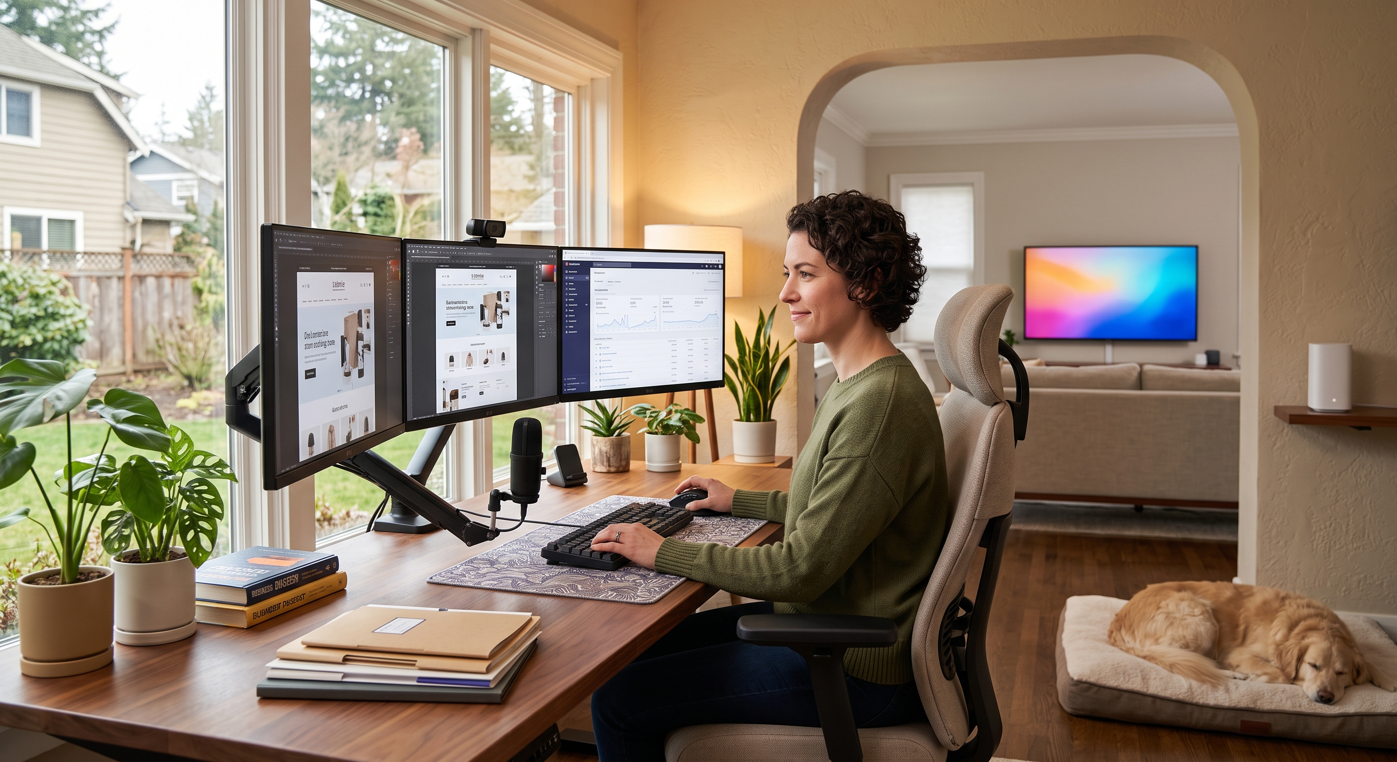 Professional woman working in a home office